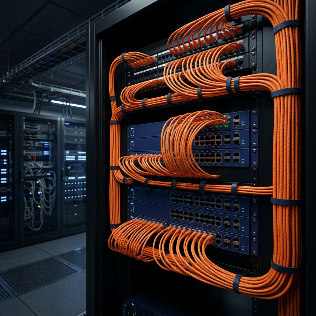 Professional Network Rack Cabling