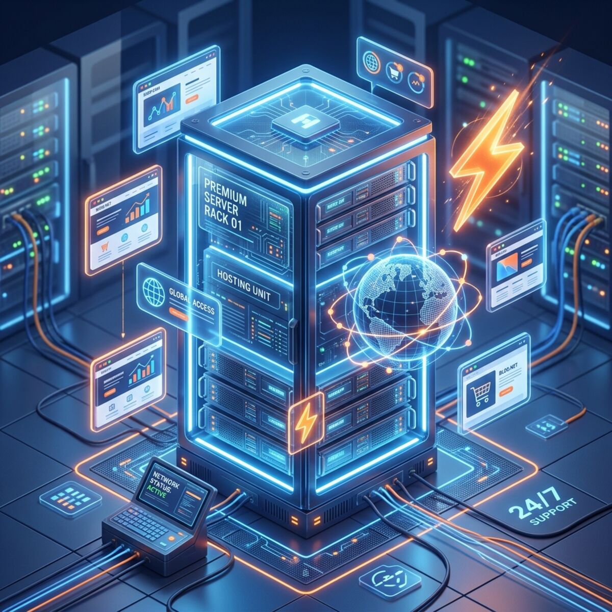 Professional Web Hosting Infrastructure Visual